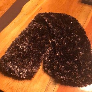 Plush Scarf Black, Brown,Tan